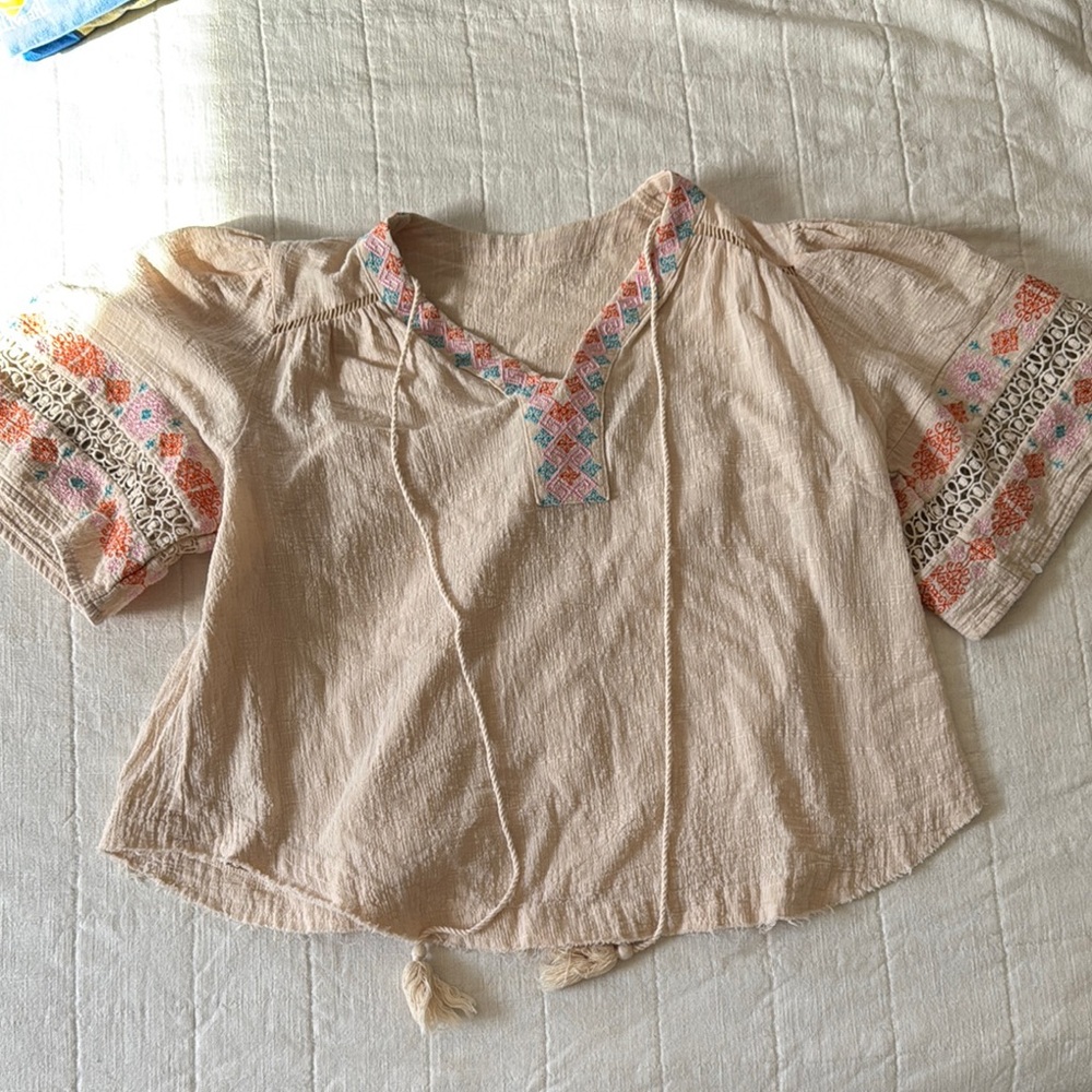 Boho Embroidered Peasant Top